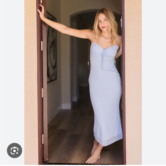 Light blue mesh midi dress - Picture 2 of 3